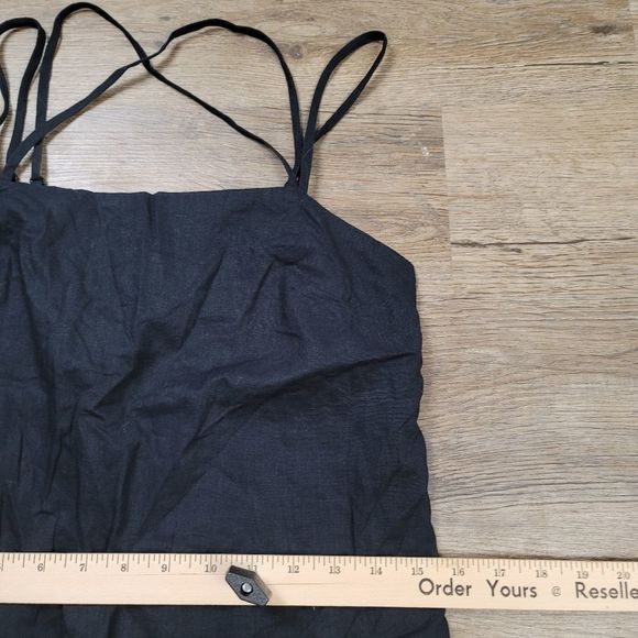 H&M Mini Dress Black Solid Sleeveless Spaghetti Strap Casual Cocktail Bodycon S - Picture 4 of 9